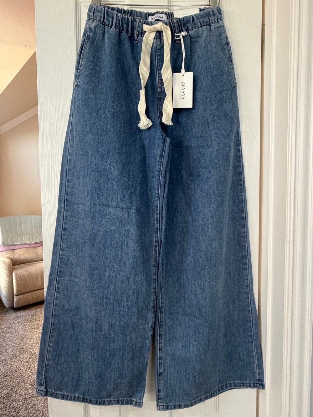 Zenana Wide Leg Denim Jeans in Blue